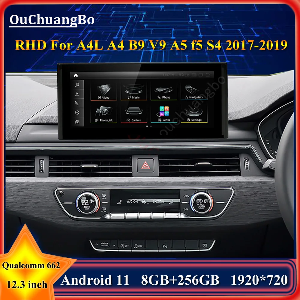 

Автомагнитола Ouchuangbo для Audi A4L, 12,3 дюйма, android 11, 2017 ГБ