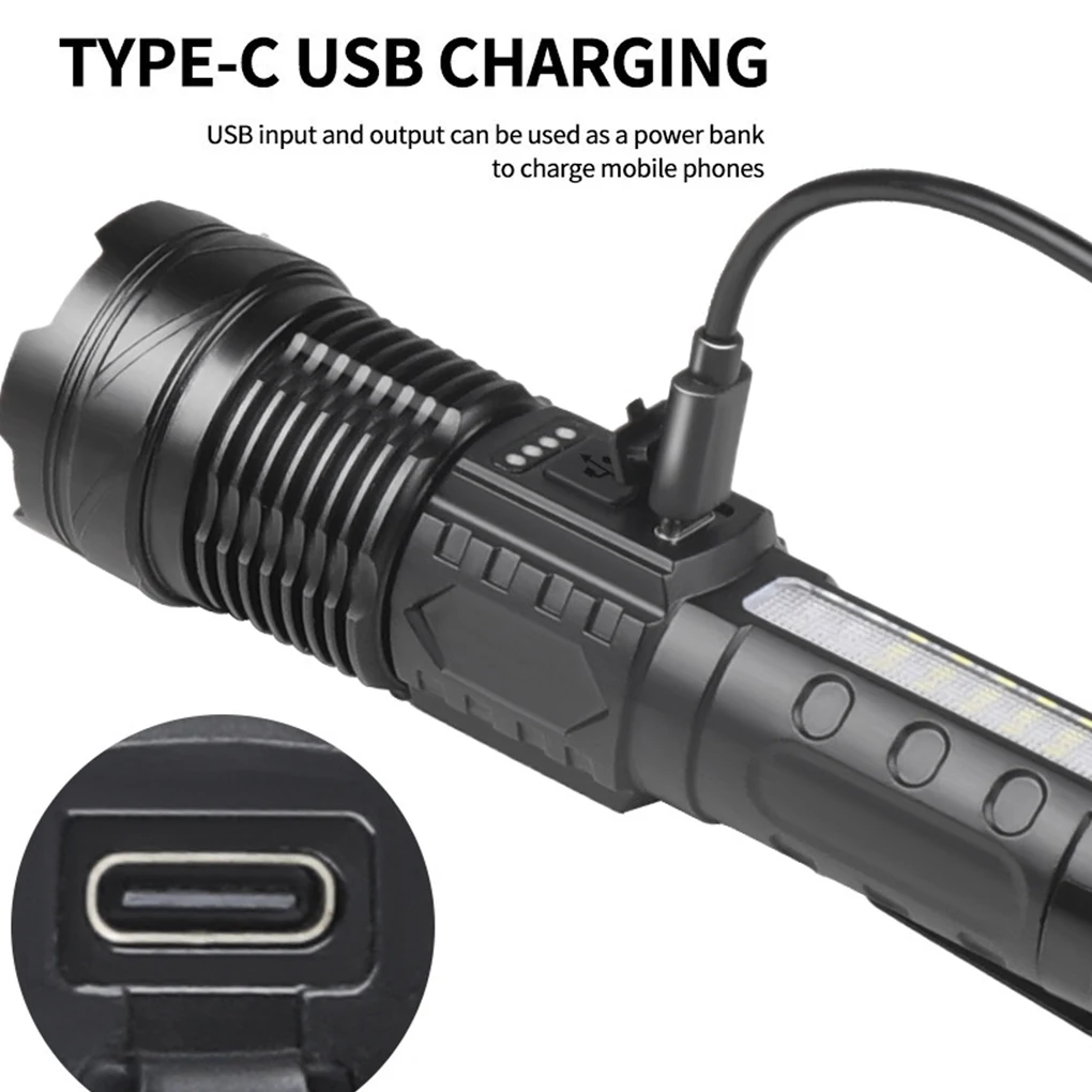 

Rechargeable Flashlight 30W Torch Outdoors Aluminum Bright Spotlights Lighting Equipment Long Shot Emergency light