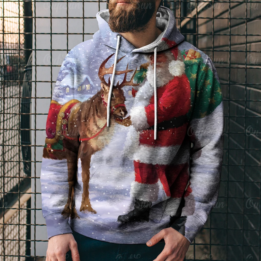 

2023 Christmas Series 3D Men's Sports Hoodie Autumn Winter Santa Claus Anime Fashion Casual Loose Hip Hop Personality Hoodie