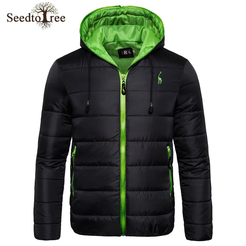 Parkas Men's Winter Fashion Casual Warm Hooded Solid Color Zipper Padded Jacket