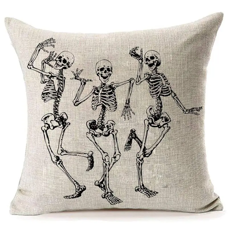 

Halloween Skull Pillow Covers,Home Decor Halloween Gifts Linen Sofa Throw Pillow Case Cushion Cover 18Inch X 18Inch