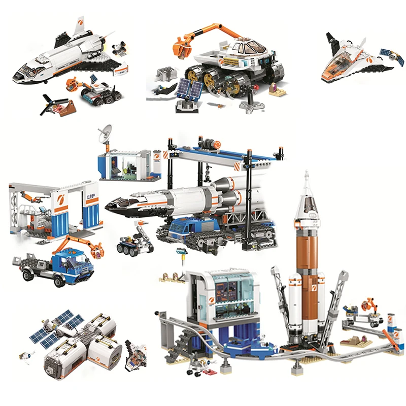 

Stock Deep Space Exploration Rocket Launch Center Space Station Bricks Compatible 60227 60228 Building Blocks Toys for Kids Gift