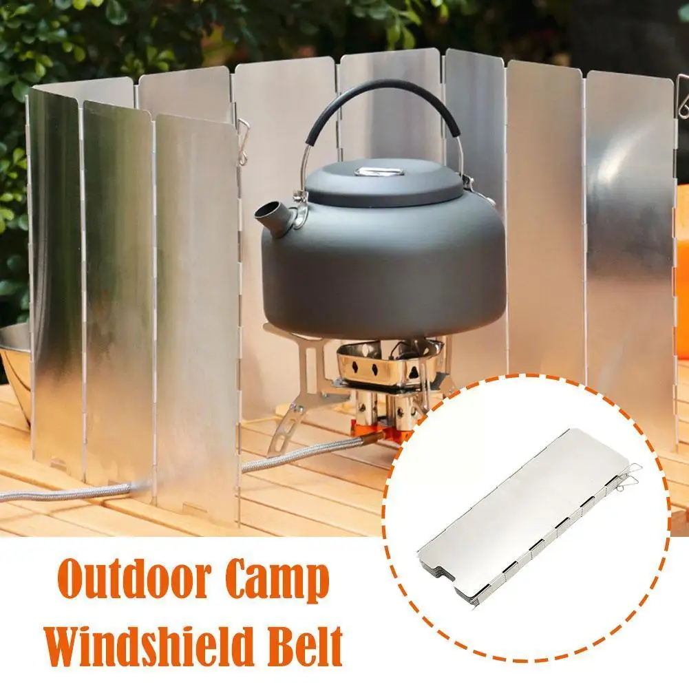 

Портативная плита для кемпинга, ветрозащитная Складная уличная плита с защитой от ветра и газового экрана, посуда с защитой от ветра, для барбекю, пикн P9c3