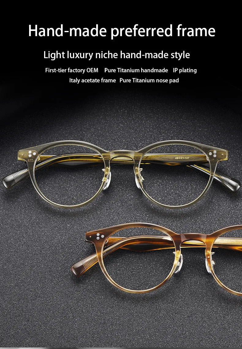 

Men top quality Retro acetate glasses frame pear shape designer optical eyewear Myopia women reading prescription eyeglasses