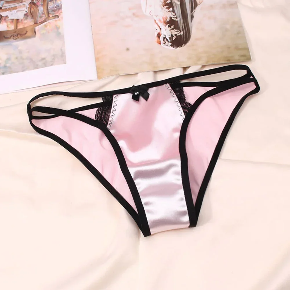 damskie majtki wygodna satyna jedwabna bielizna z wycięciem figi bikini szorty seksowne niskim stanem