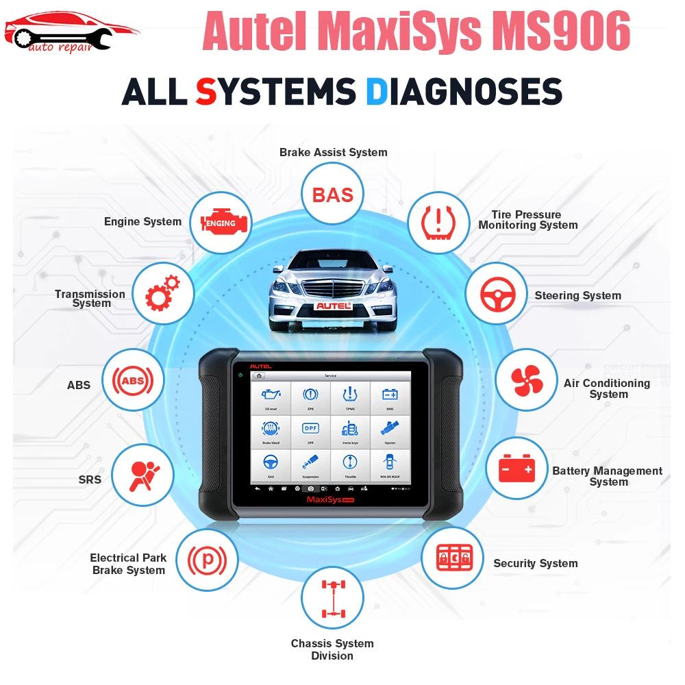 

AUTEL MS906 все системы профессиональные Автомобильные диагностические инструменты считыватель кодов OBD2 сканер для кодирования ключей тестер ECU IMMO PK MP808K