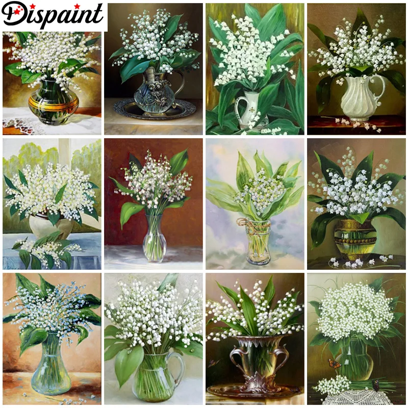 

Dispaint 5D DIY Diamond Painting "Flower Lily" Full Drill Resin Diamond Embroidery Cross Stitch Home Decor