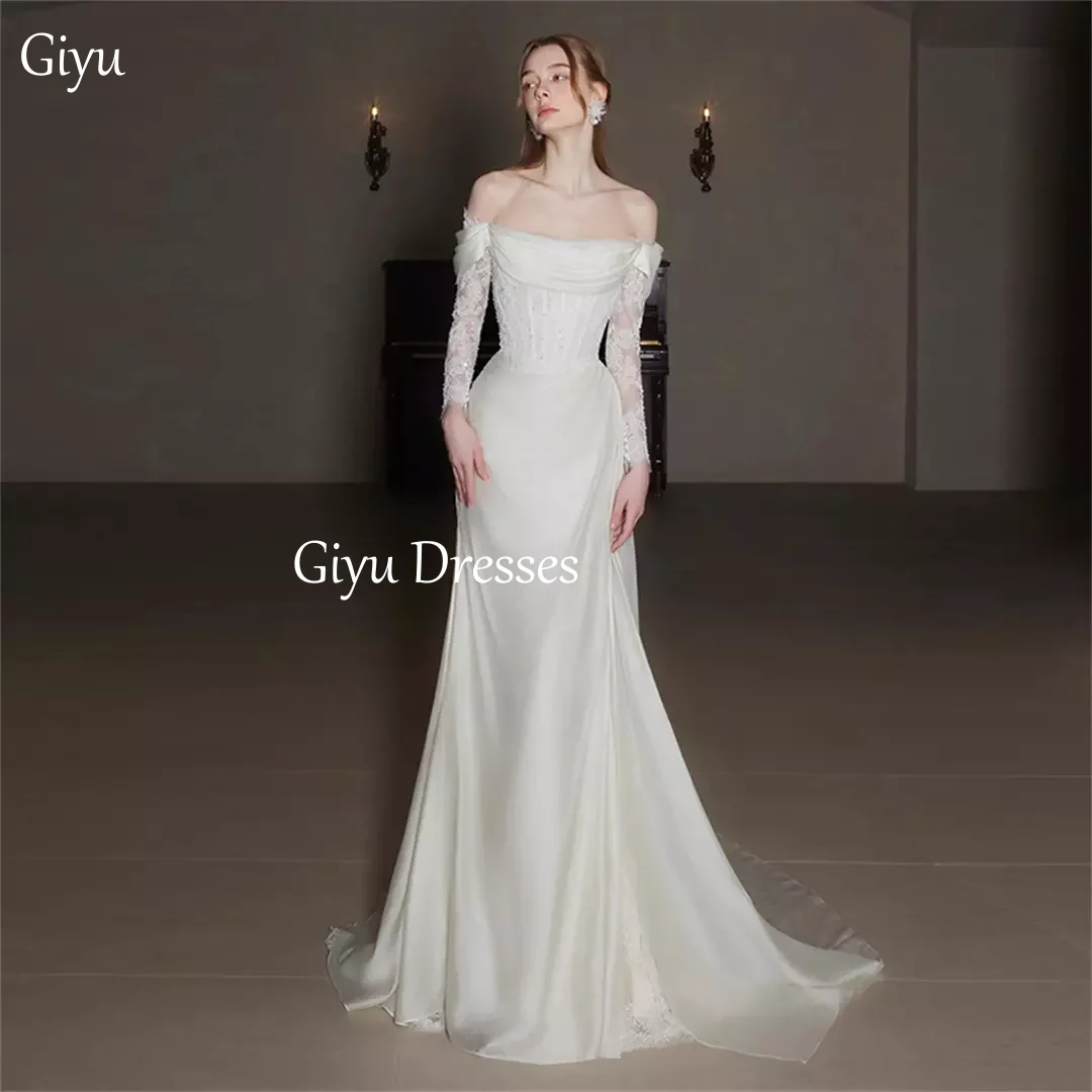 Giyu элегантное модное корейское кружевное белое свадебное платье с открытыми