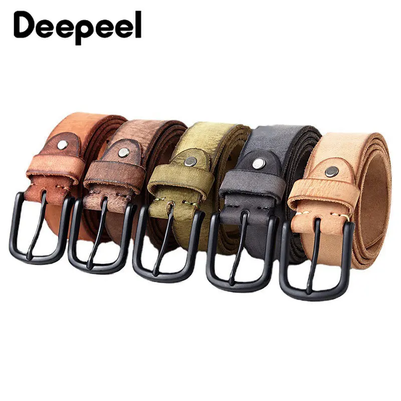 

1Pc Deepeel 3.8*110-125cm New Men's Leather Belt First Layer Cowskin Belts Frosted Genuine Waistband Jeans Accessories