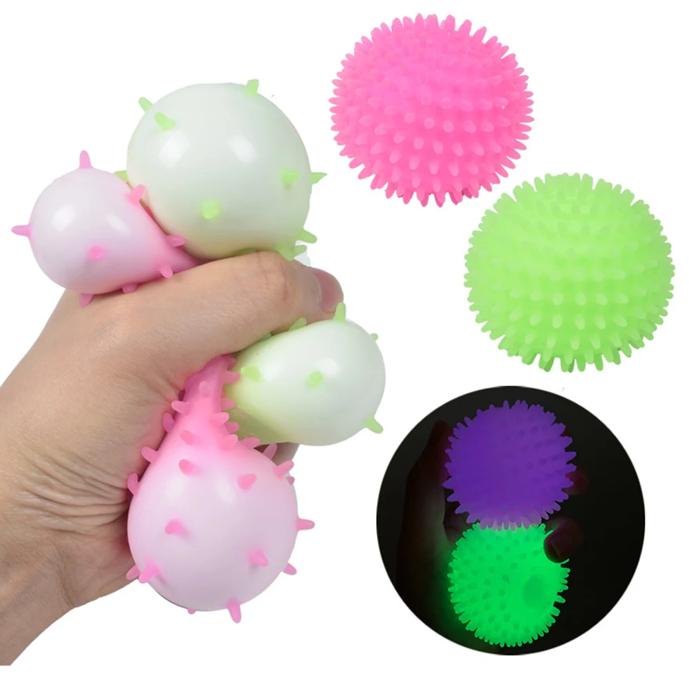 

1Pieces Glowing Spike Needoh Balls Elastic Squishy Balls Glow in the Dark Squishy Fidget Toys Stress Ball