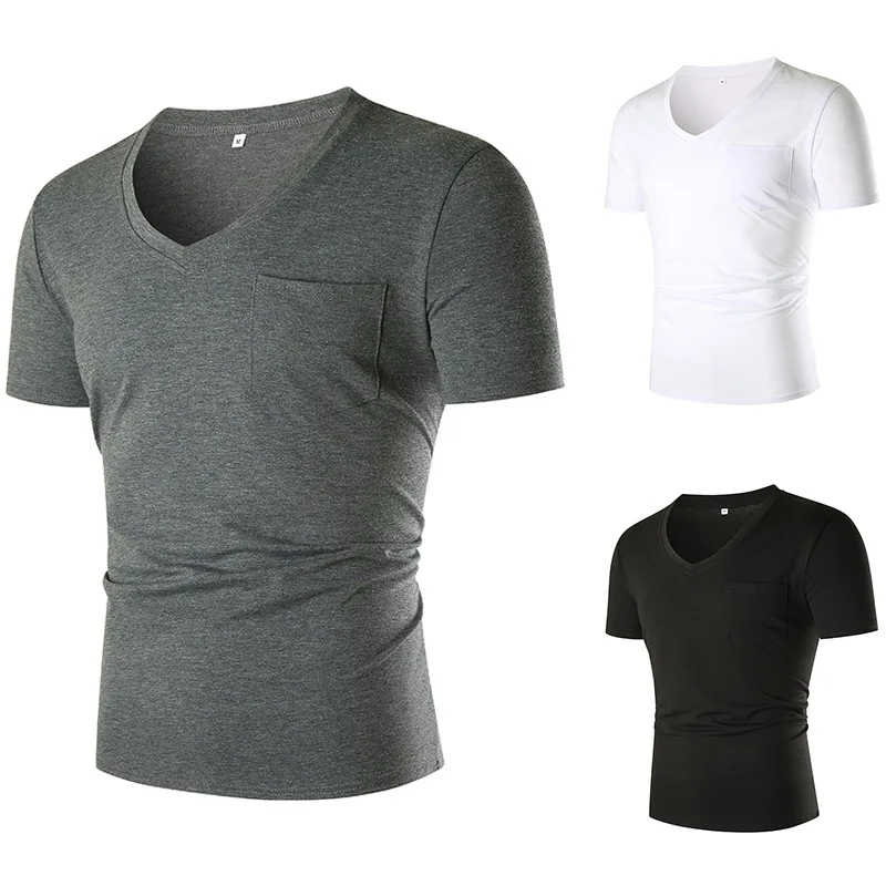 

Мужская футболка с коротким рукавом и V-образным вырезом