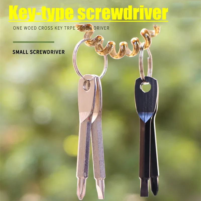 

Outdoor Travel Kits Flathead Screwdriver Cross Phillips Head Mini Screwdriver Set Key Rings Multifunctional Pocket Tool