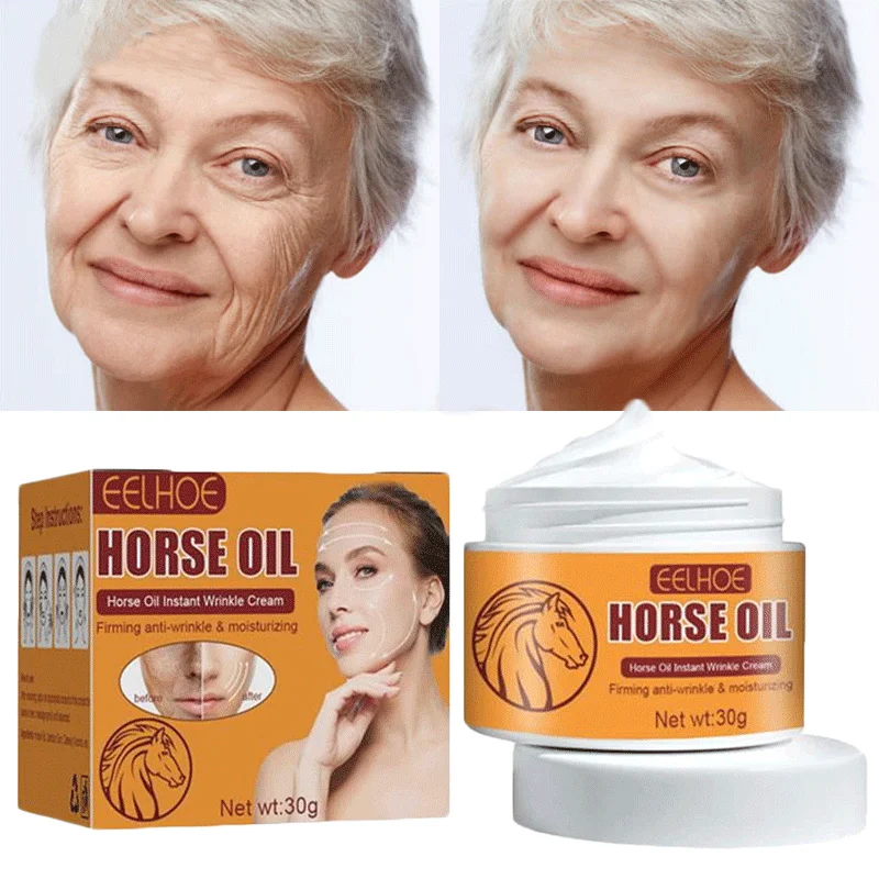 Horse Oil Remove Wrinkles Cream Collagen Anti Aging Lift Tighten Fade Face Eye Fine Lines Moisturizing Repair Facial Skin Care