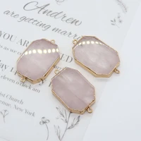 natural stone crystal connector pendants for jewelry making diy necklace bracelet accessories geometric shape rose quartz charms