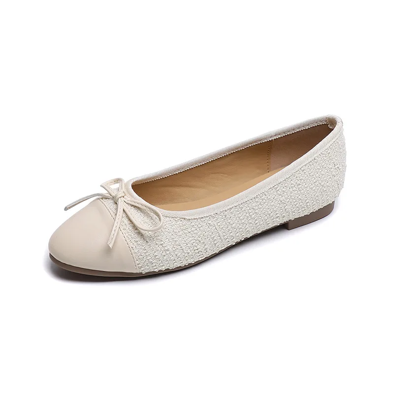 

Балетки на плоской подошве, Классические Женские базовые балетки, двухцветные Балетки с круглым носком, модные женские туфли на плоской подошве, большой размер 43, 2023