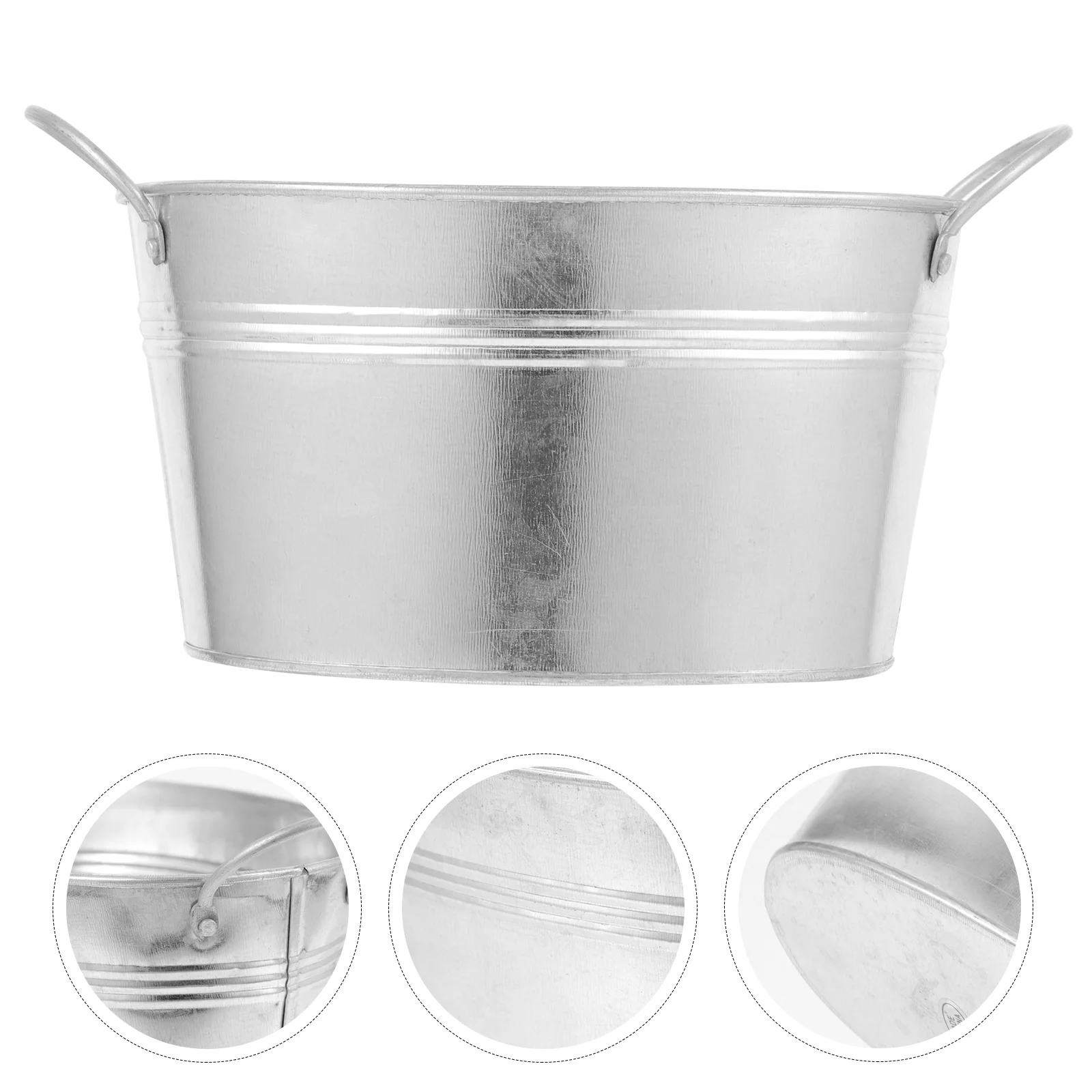 

Small Tin Flowerpot Creative Storage Organizer Iron Retro Holder Bucket