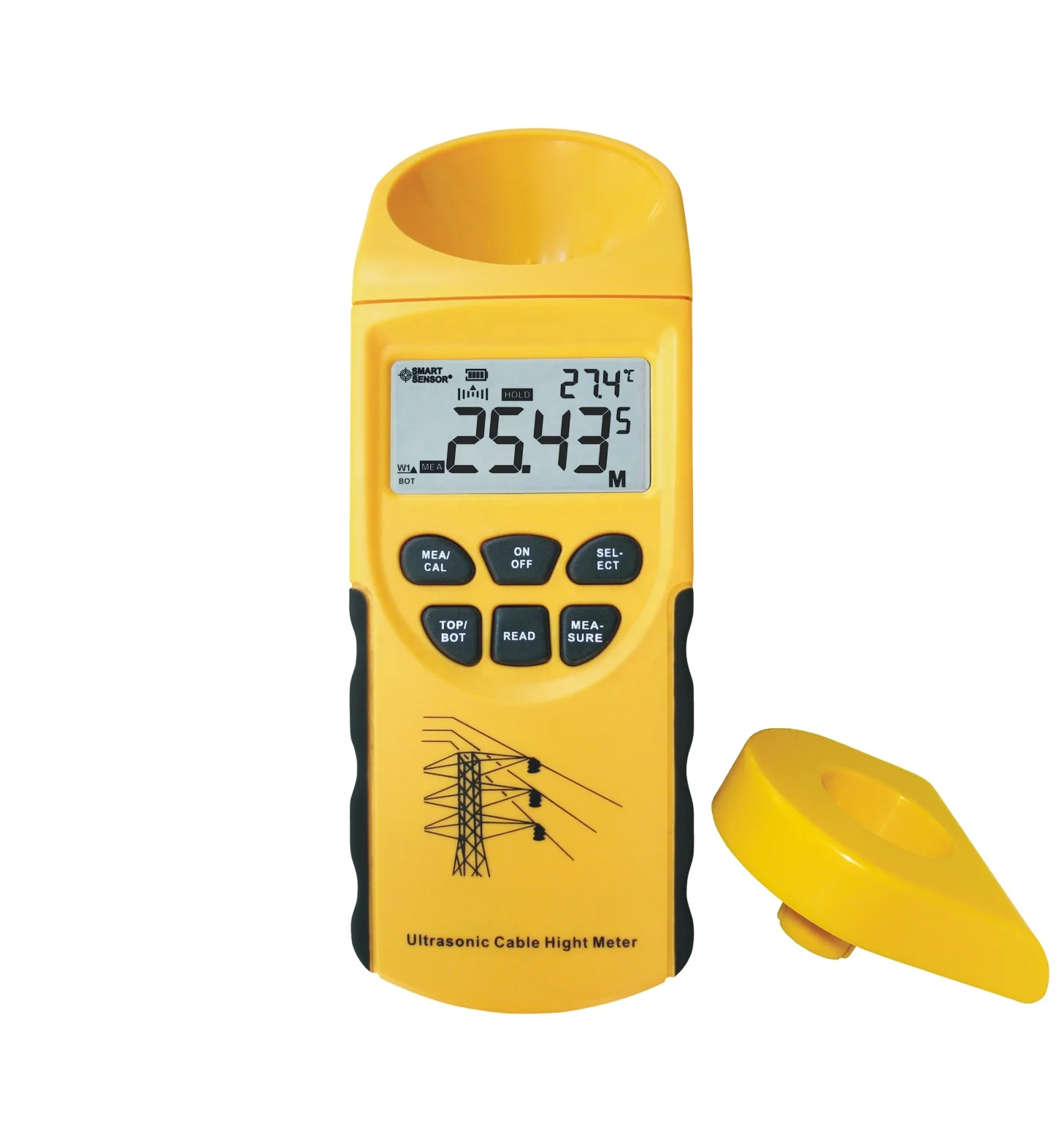 

SMART SENSOR AR600E Ultrasonic Cable Height Meter LCD Display 6 Cables 3 To 23m Measurement Ultrasonic Cable Height Meter