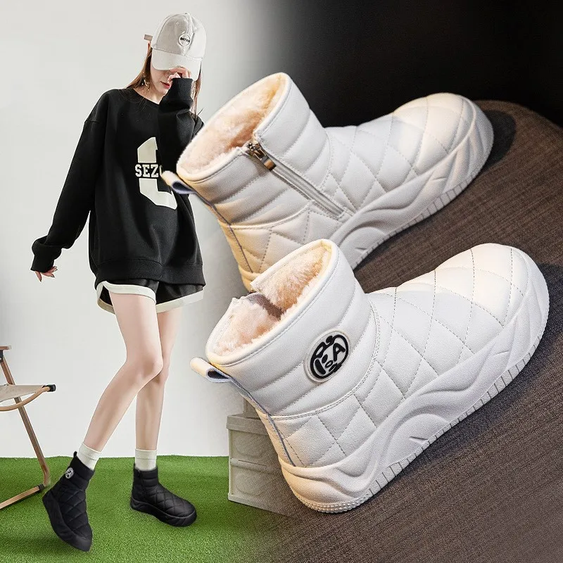 Зимние сапоги женские 2024 новые зимние ботинки на толстой подошве с подкладкой