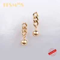 itsmos 18k gold plated chain link ball drop dangle earrings korean chain dangle earrings s925 silver jewelry for women
