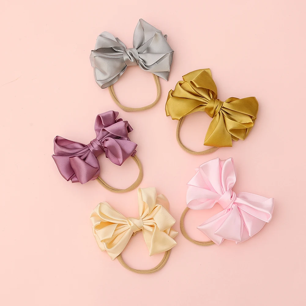 

Ribbon Bows Baby Headband for Girls Soft Nylon Hairbands Kids Rubber Bands Newborn Hair Accessories Elastic Turban Headwrap