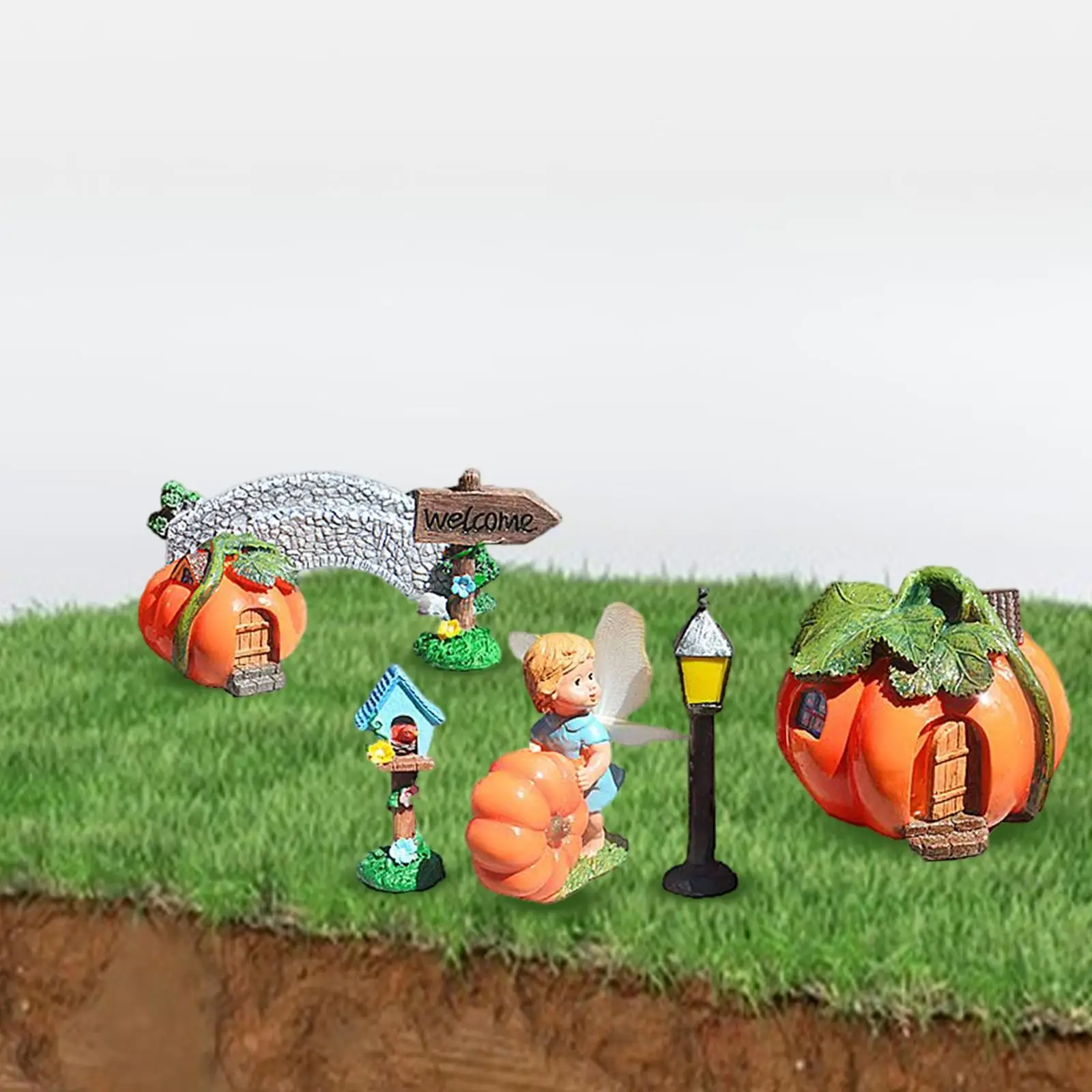 

7 штук садовая Статуэтка искусство тыква дом для полки настольное украшение