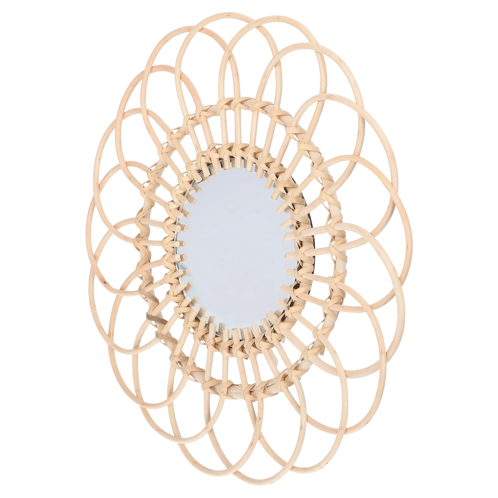 

Farmhouse Wall Mirror Flower Rattan Mirror Round Wicker Rattan Mirror Entryway Mirror Decorative Wall Mirror