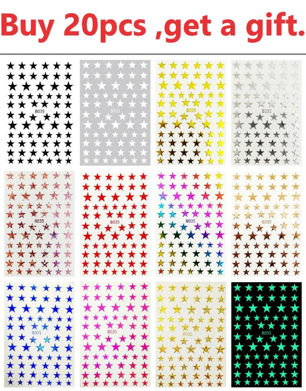 Лазерные красочные пятиконечные 3D-Наклейки для ногтей 5 цветов 12 | Красота и