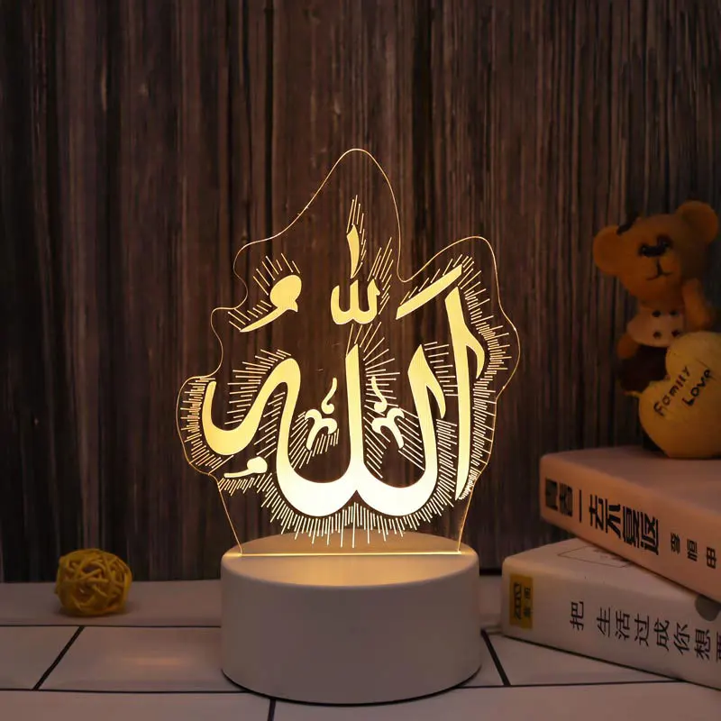 

3D Led Night Light Ramadan Decorative Lamp Eid Mubarak Ornament Home Bedroom Decoration Muslim Festival Party Decor Supplies