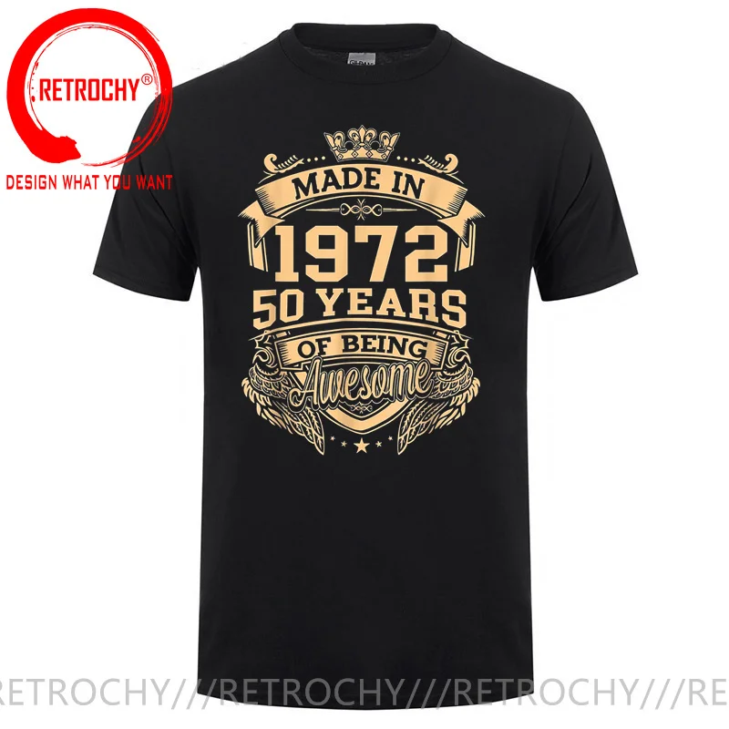 

70s Clothing Gold Vintage Limited Edition Made In 1972 50 Years Of Being Awesome 50th Birthday T-Shirt Born in 1972 Mens T Shirt