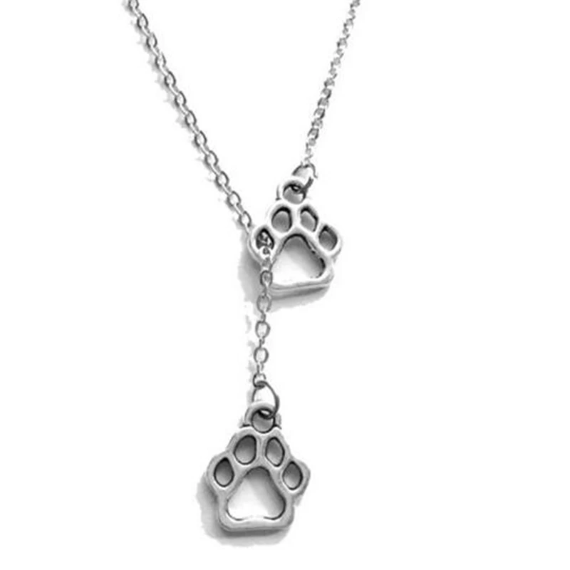 

Infinity Lariat Cat Dog Paw Claw Necklaces Animal Feet Footprint Pendant Leaves Long Chain Choker Women Jewelry Friendship Gift