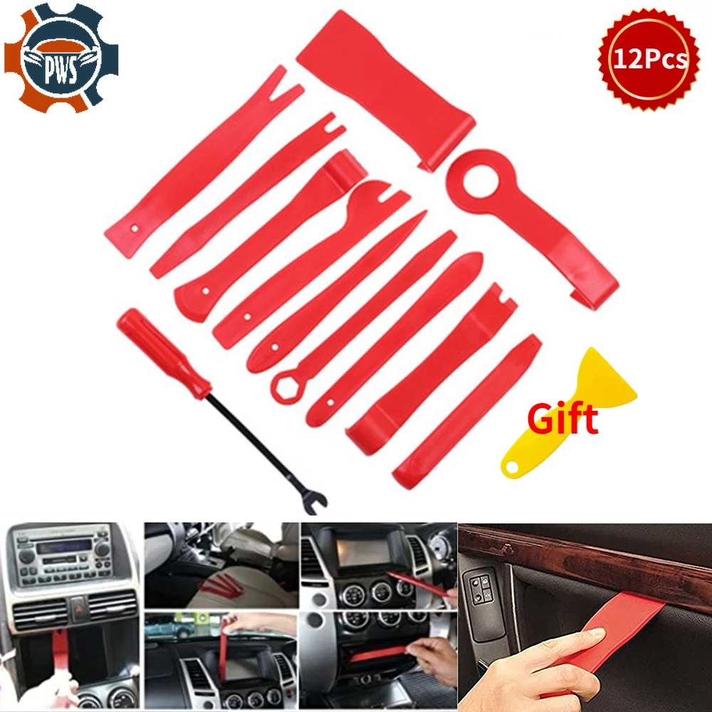 

12Pcs Car Pry Repair Audio Tool Door Panel Removal Tool Kit Auto Clip Pliers Fastener Remover Panel Trim Removal Tools Set