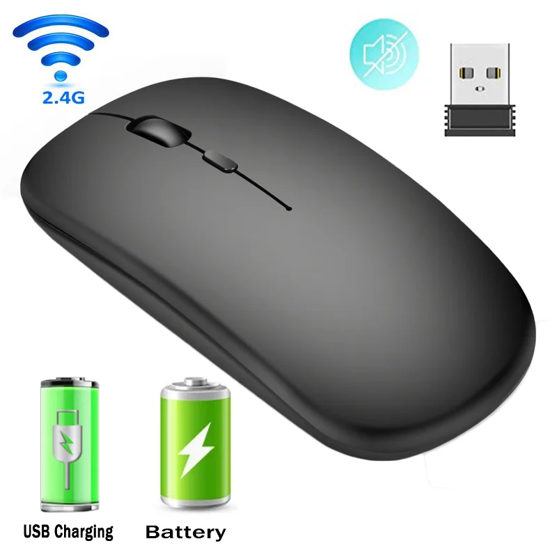 

1600Dpi Wireless Mouse 2.4G Classic Rechargeable Mice Ultra-Thin Silent Mouse Mute for PC Office Notebook Laptop Accessories