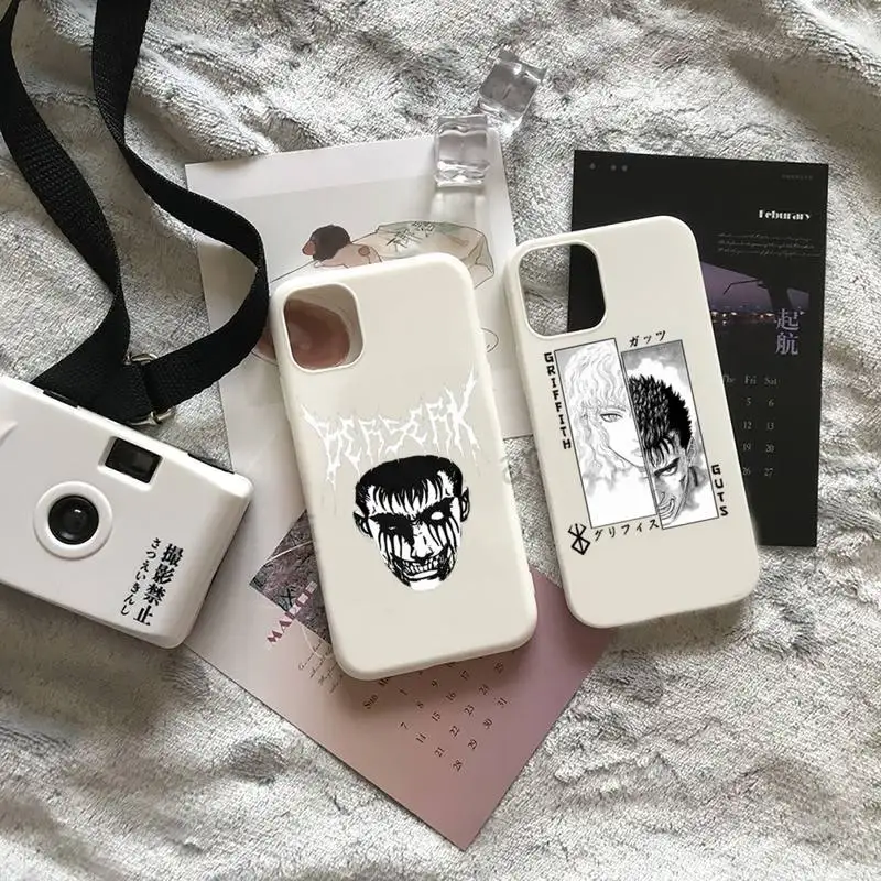 

Berserk Guts Swordsman anime Phone Case Candy Color for iPhone 6 7 8 11 12 13 s mini pro X XS XR MAX Plus