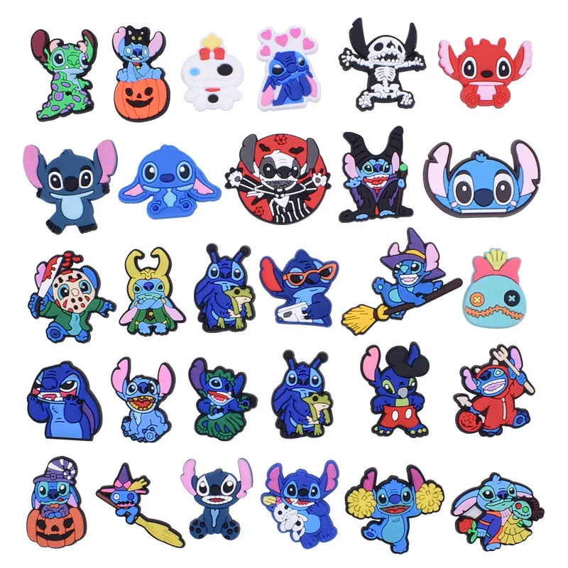 1pcs Cartoon Cute Stitch Crocs Charms PVC Shoe Charms DIY Shoe Aceessories Fit Croc Sandals Buckle Decoration Kids Party Gifts