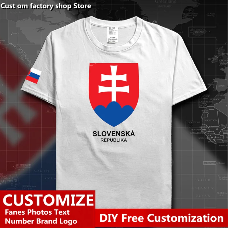 

Slovak Republic Slovakia Country T shirt Custom Jersey Fans DIY Name Number LOGO High Street Fashion Loose Casual T-shirt