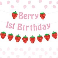 funmemoir strawberry theme berry sweet 1st birthday party decorations banner for baby girls first birthday party decor supplies