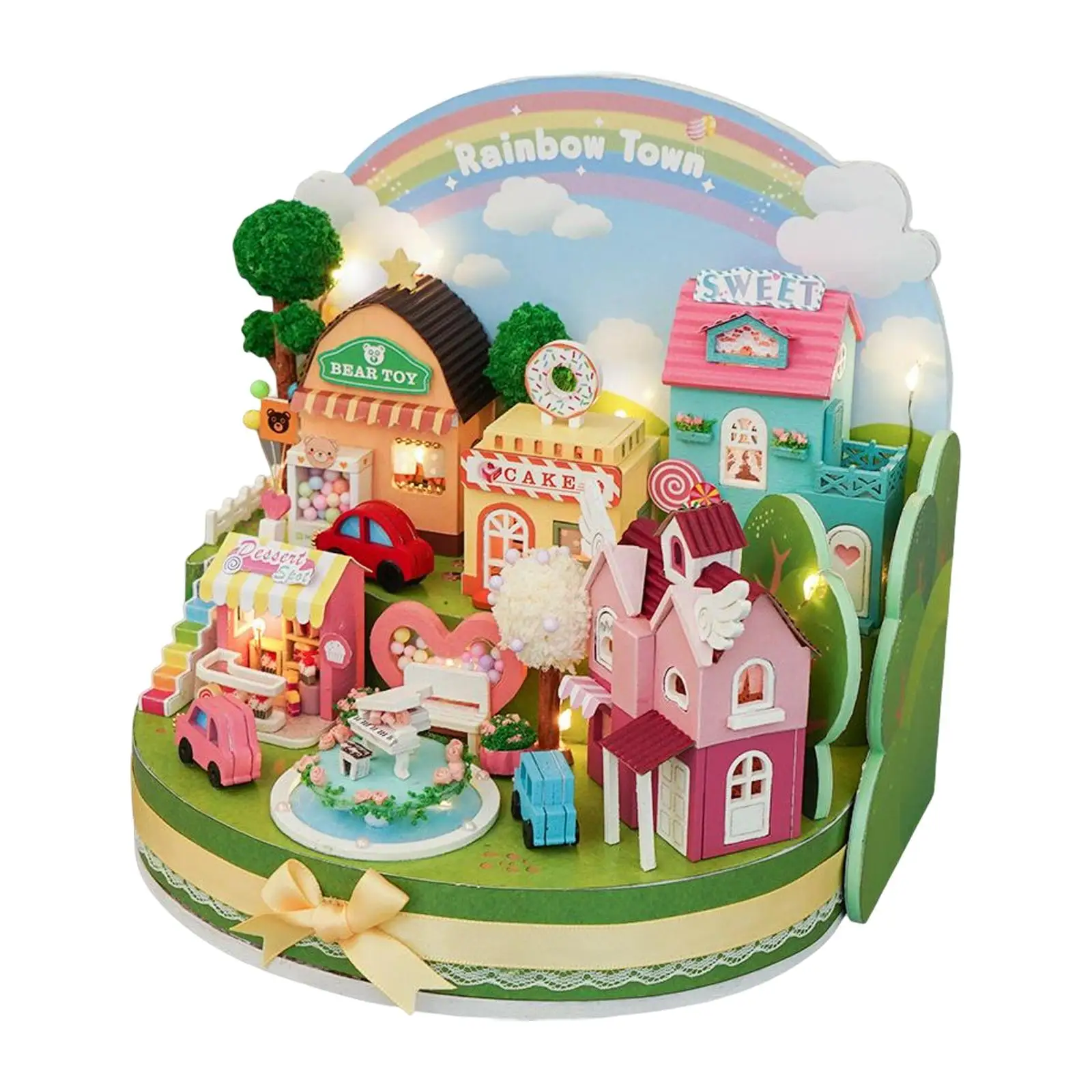 

Miniature Dollhouse Small Town Shop Handmade Gift Street Theatre for Lover Girls