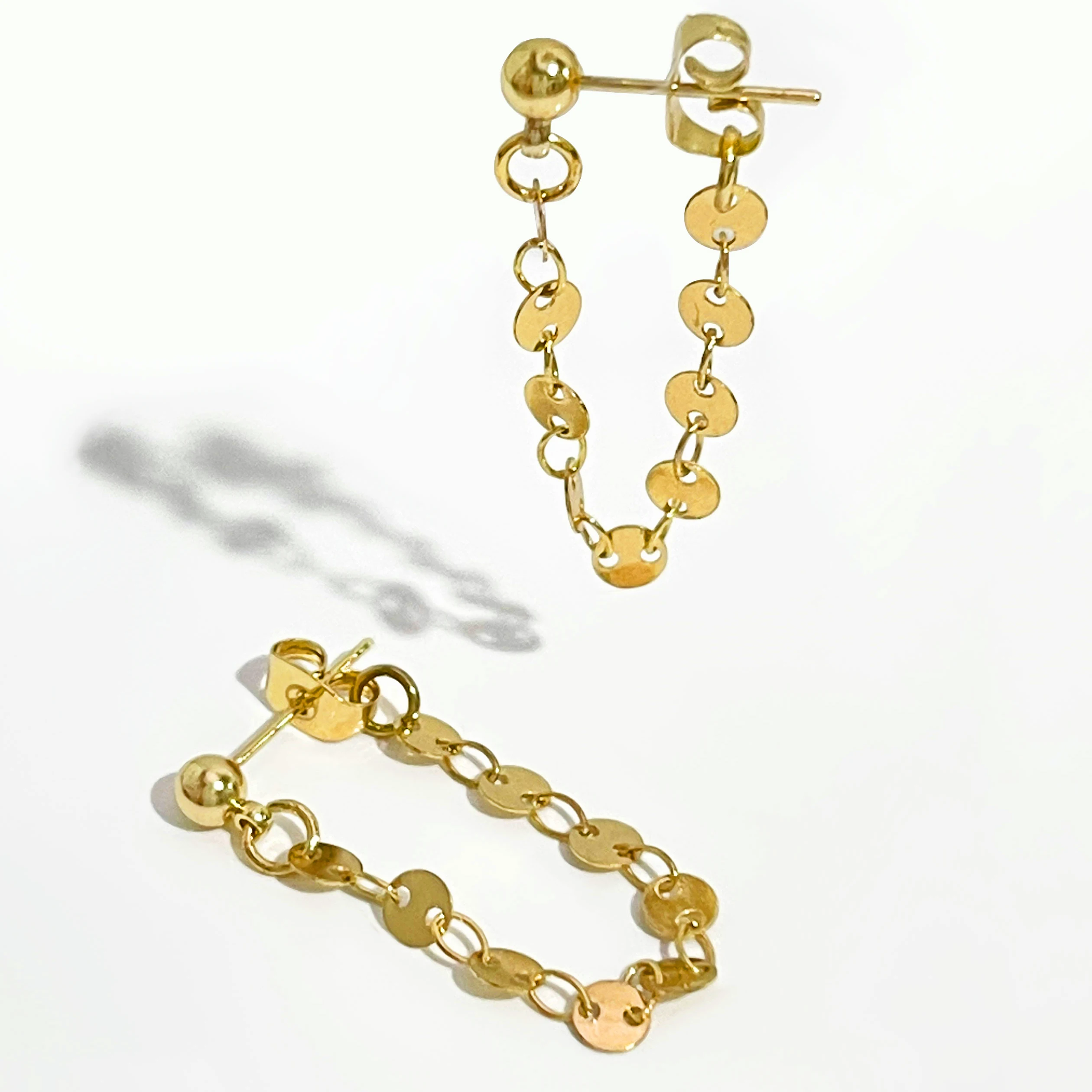 

Peri'sBox Simple 4mm Ball Coin Chain Ear Cuff Earrings for Women Minimalist Small Round Disc Earrings Statetment Wrap Earrings