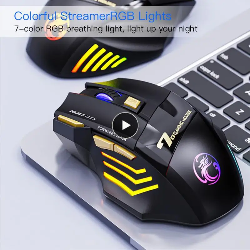 

Laptop Mice Mause Rechargeable Professional Wireless Mouse 2.4g Mute Rgb Lights Gaming Mouse For Game Computer Tablet Pc 3200dpi