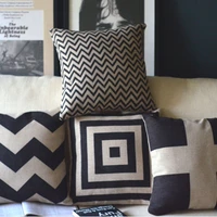 black simply classic retro couch cushion cover geometric print 45x45 cm minimalist scandinavian square home decorative pillows
