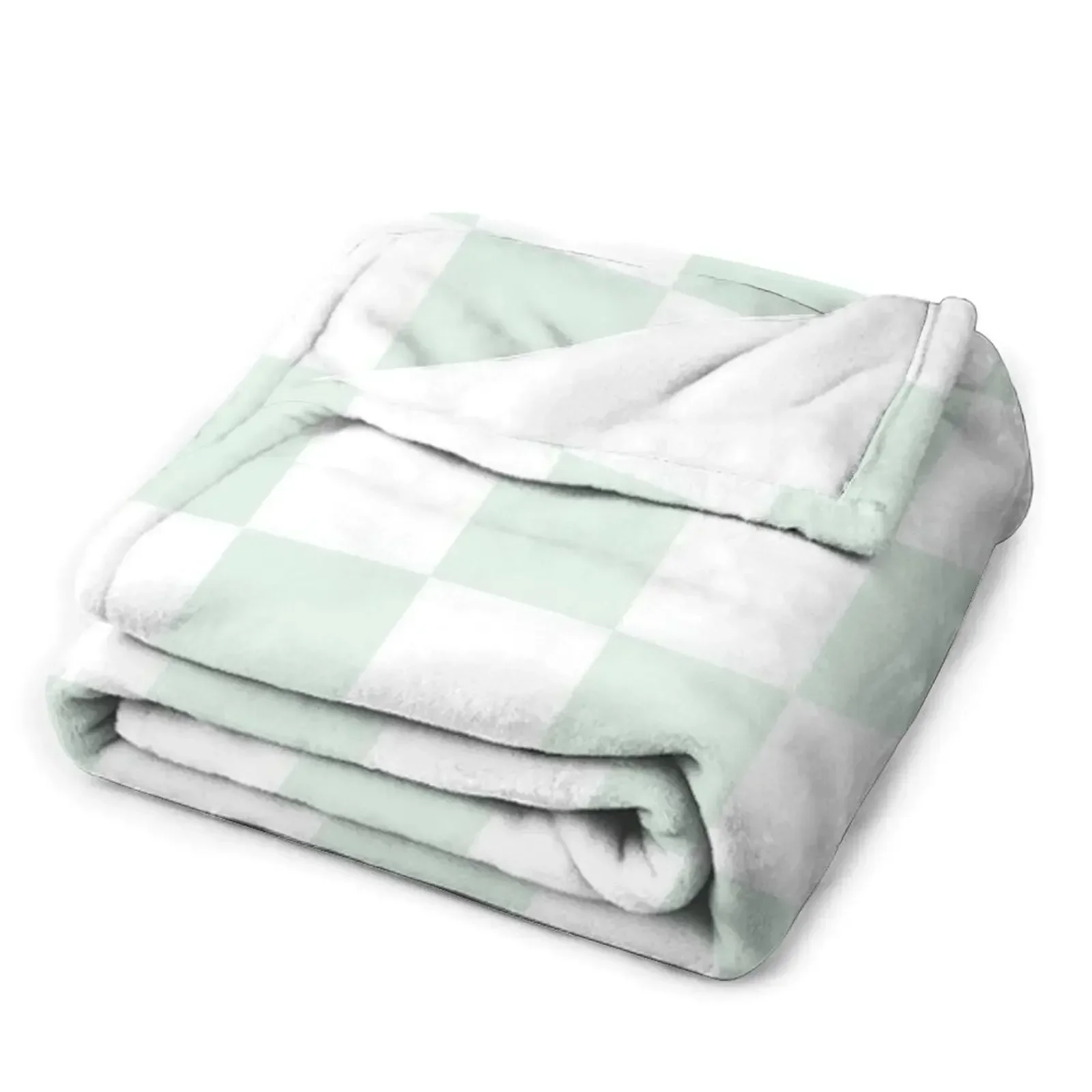 Плед с мятным клетчатым узором для дивана пледовые одеяла волос