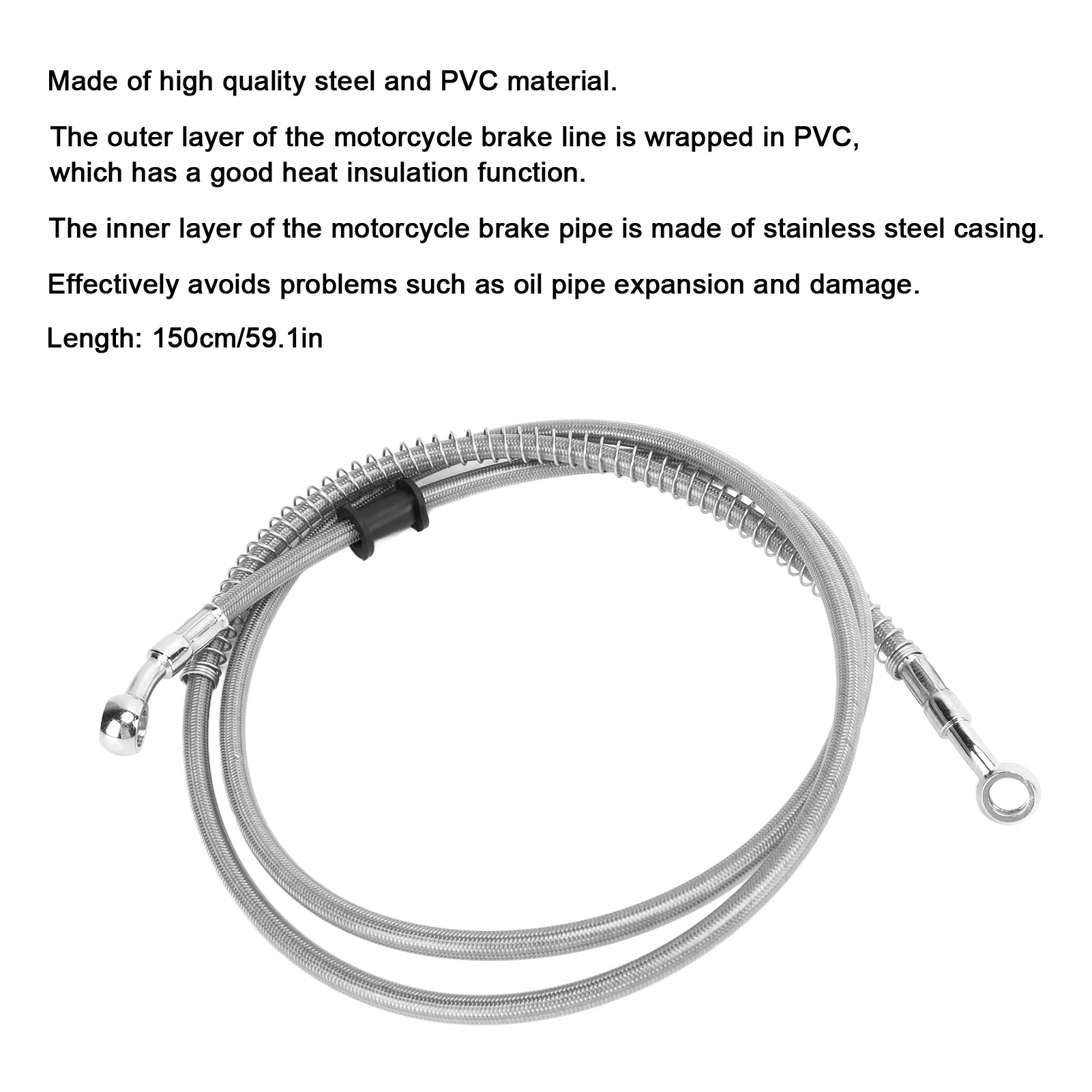 150 см/59 1 дюйма тормозная линия для мотоцикла серебряная сталь ПВХ теплоизоляция