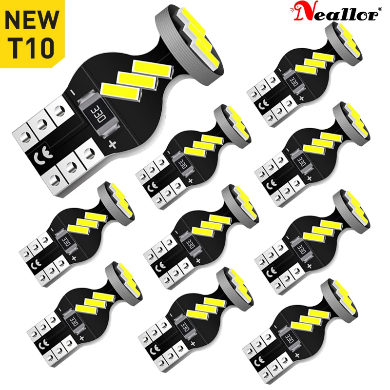 

A pack T10 W5W 194 LED Bulb For Car LED Signal Light Canbus Free Error 3014 Chips 6500K 12V White Auto Wedge Side Trunk Lamps