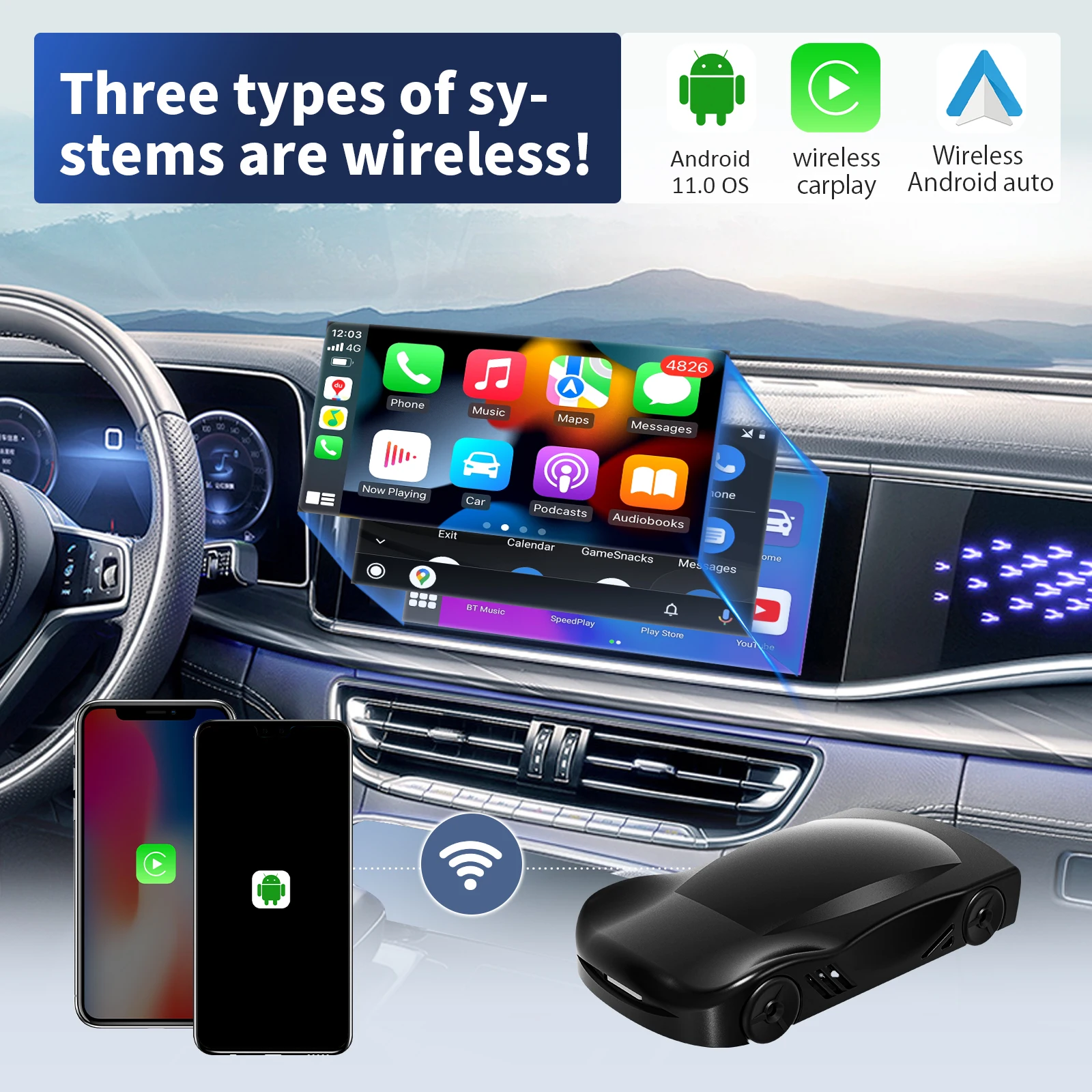 Carplay Leranda C6 беспроводной адаптер CarPlay Google Play для IOS Android Авто Qualcomm для Benz Kia Ford Расширенная память