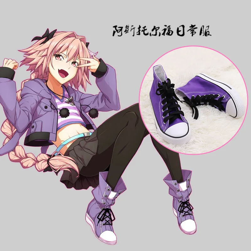 

Fate Apocrypha Avenger Astolfo Ruler Fate Grand Order Go Ver Saber Lolita Punk Shoes Punk Boots Canvas Daily Use Shoes