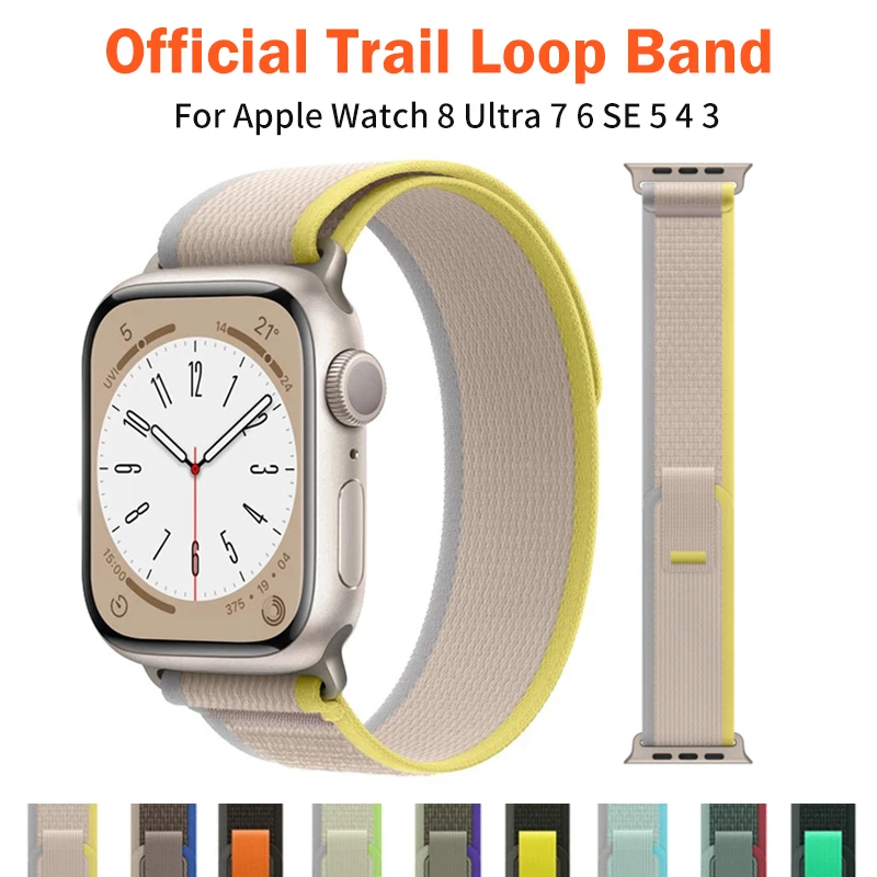 

Nylon Strap for Apple Watch Band 44mm 45mm 49mm 40mm 41mm 42mm 45 mm Trail Loop bracelet correa iWatch series SE 7 6 5 3 Ultra 8