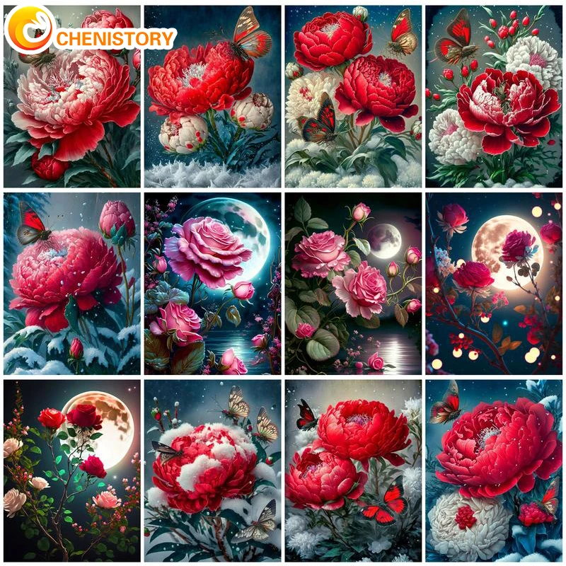 

CHENISTORY 40x50cm Frameless Acrylic Painting By Numbers Flower On Canvas Painting Kits Unique Gift For Home Wall Art Decor