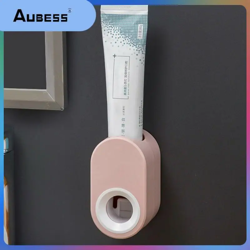 

1PC Automatic Toothpaste Squeezer Wall Mounted Hands Free Toothpaste Dispenser for Family Bathroom Dust-proof Toothbrush Holder