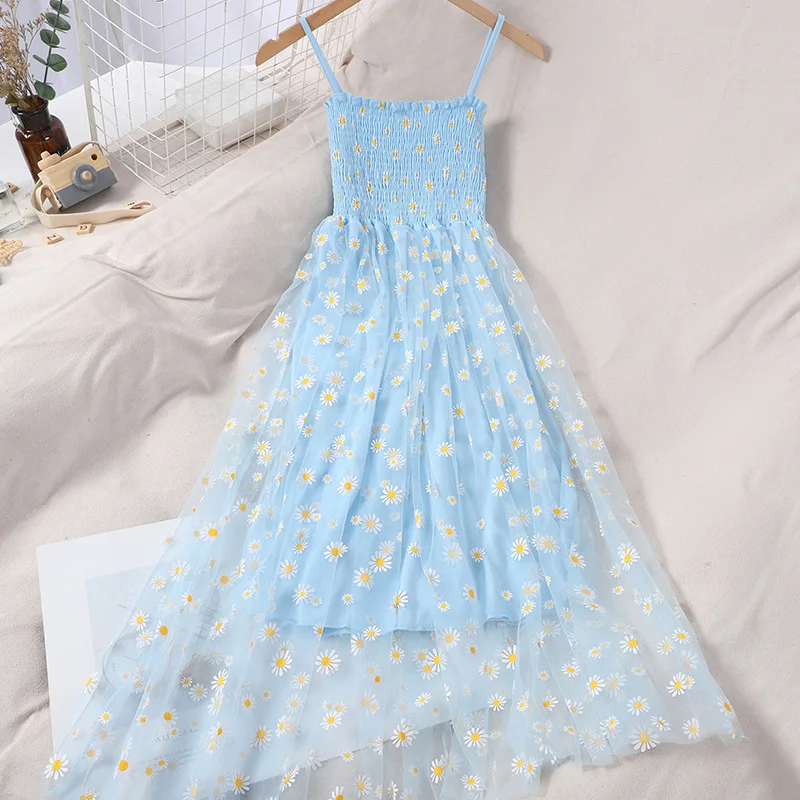 

2021 Summer Women Cute Kawaii Slip Fairy Dress Holiday Vacation Beach Style Ruched Dress Woman Spaghetti Strap Mesh Lace Dress