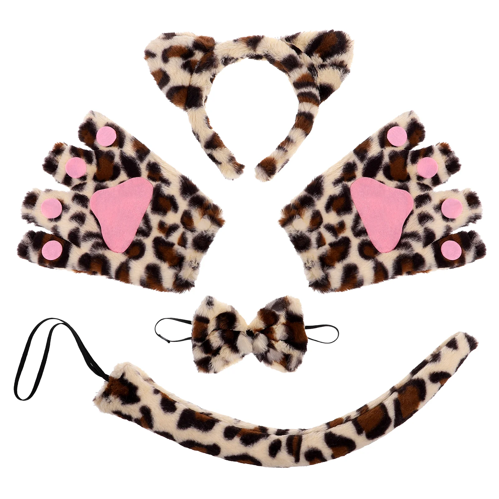 

1 Set Comfortable Decorative Cat Ears and Tail Set Animal Ears Headband Leopard Ears Headband for Party Cosplay